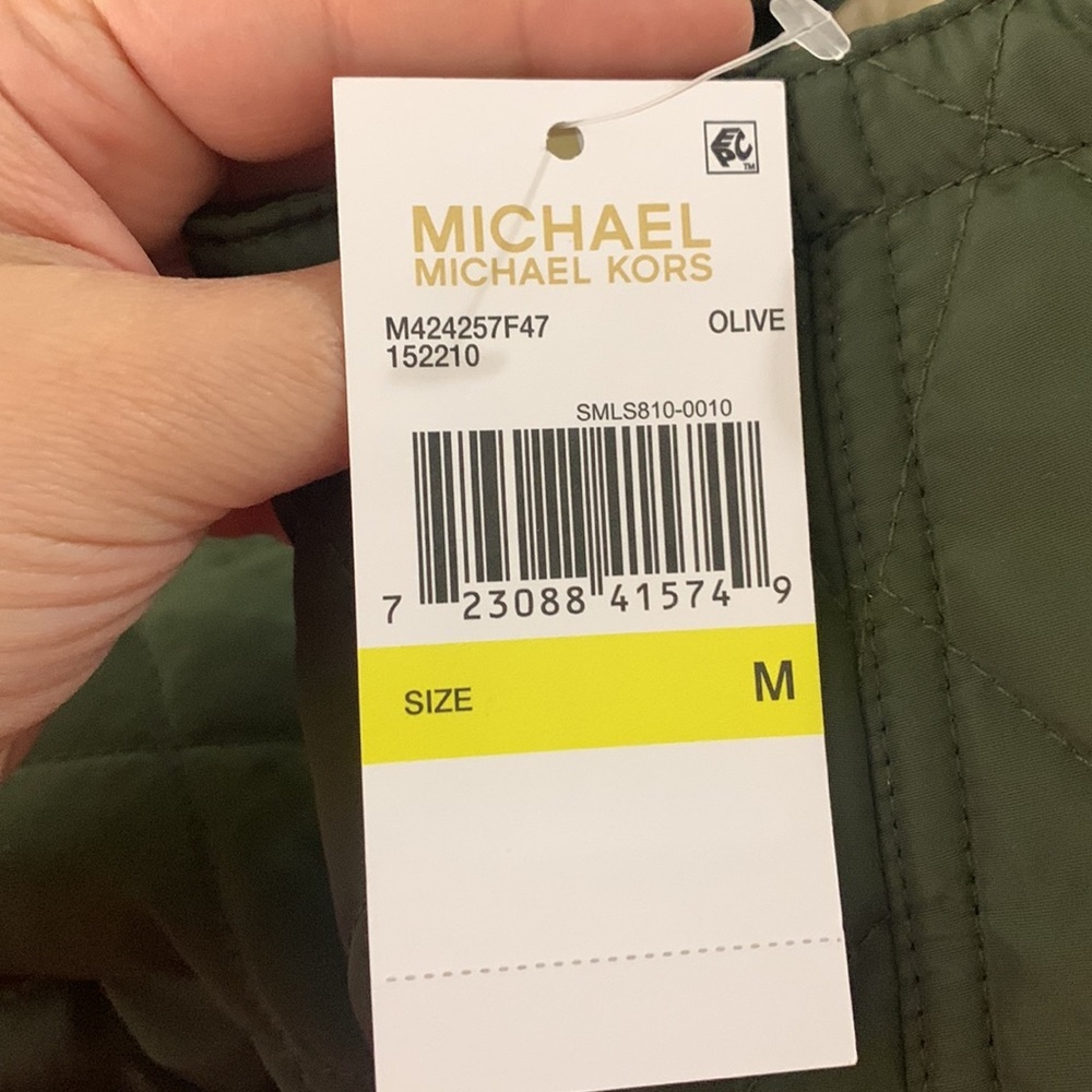 MICHAEL KORS Women's Quilted Jacket Size M. Olive Green Faux Fur Sherpa … - Picture 10 of 11